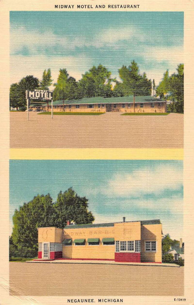 Midway Motel and Restaurant - Vintage Postcard